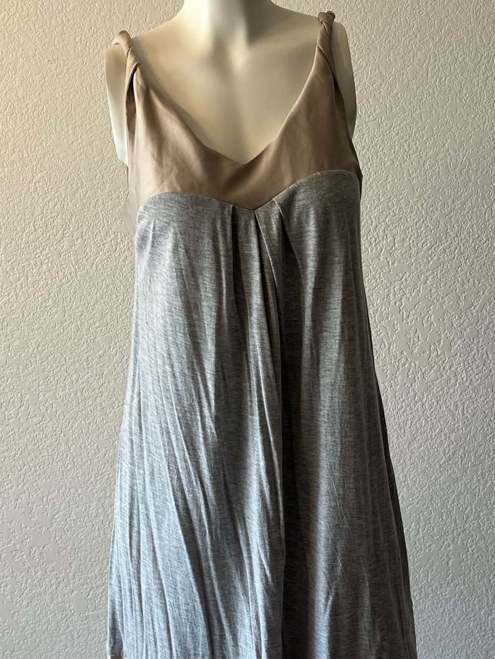 Liz Lange Maternity Dress Two-Tone Grey and Beige Sleeveless Slip Dress